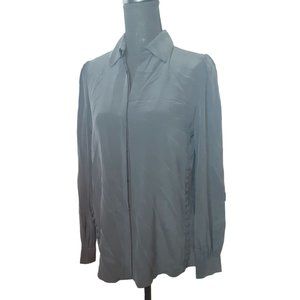 L'AGENCE Cinzia Covered Button Side Long Sleeve 100% Silk Blouse Women's Small